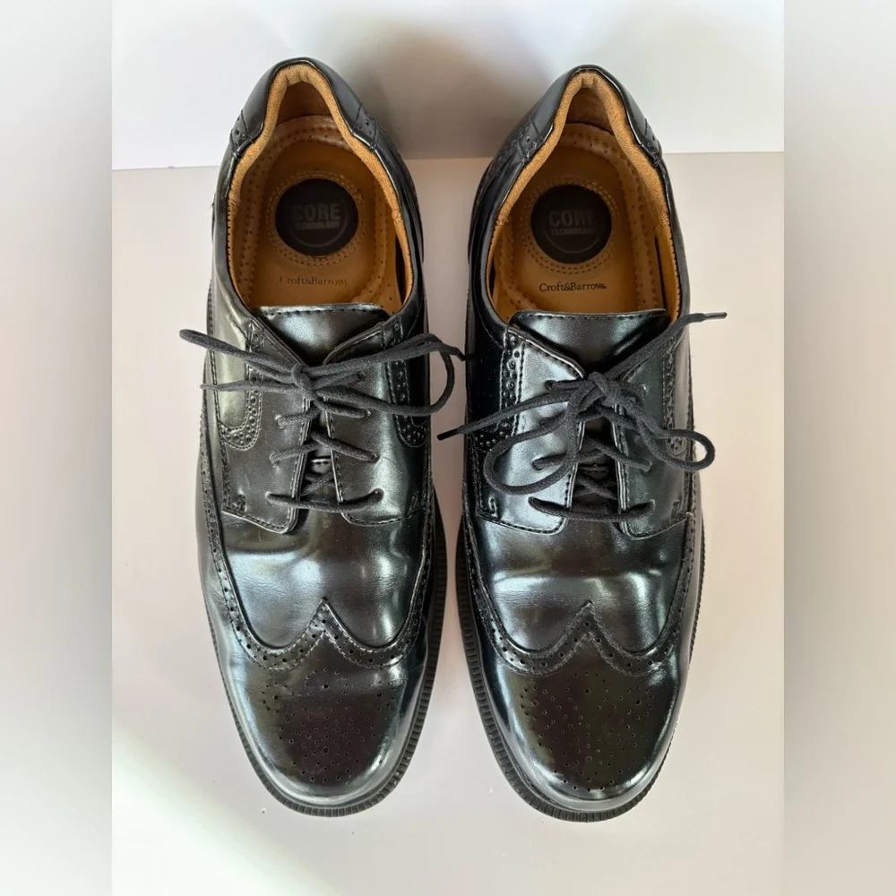 Croft & Barrow Core Technology Black Leather Wingtip Oxford Dress Shoes